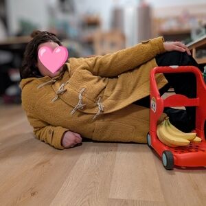 zara yellow duffel coat women's size L